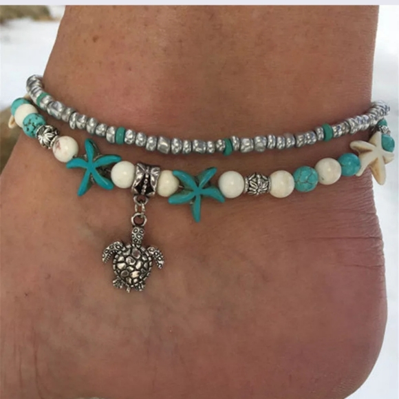 🚫 SOLD OUT. Turtle starfish anklet - Picture 3 of 8